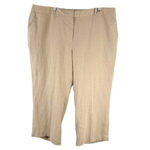 Talbots Heritage Linen‎ Cropped Pants Womens 20W Tan Lined NWT PT-2552